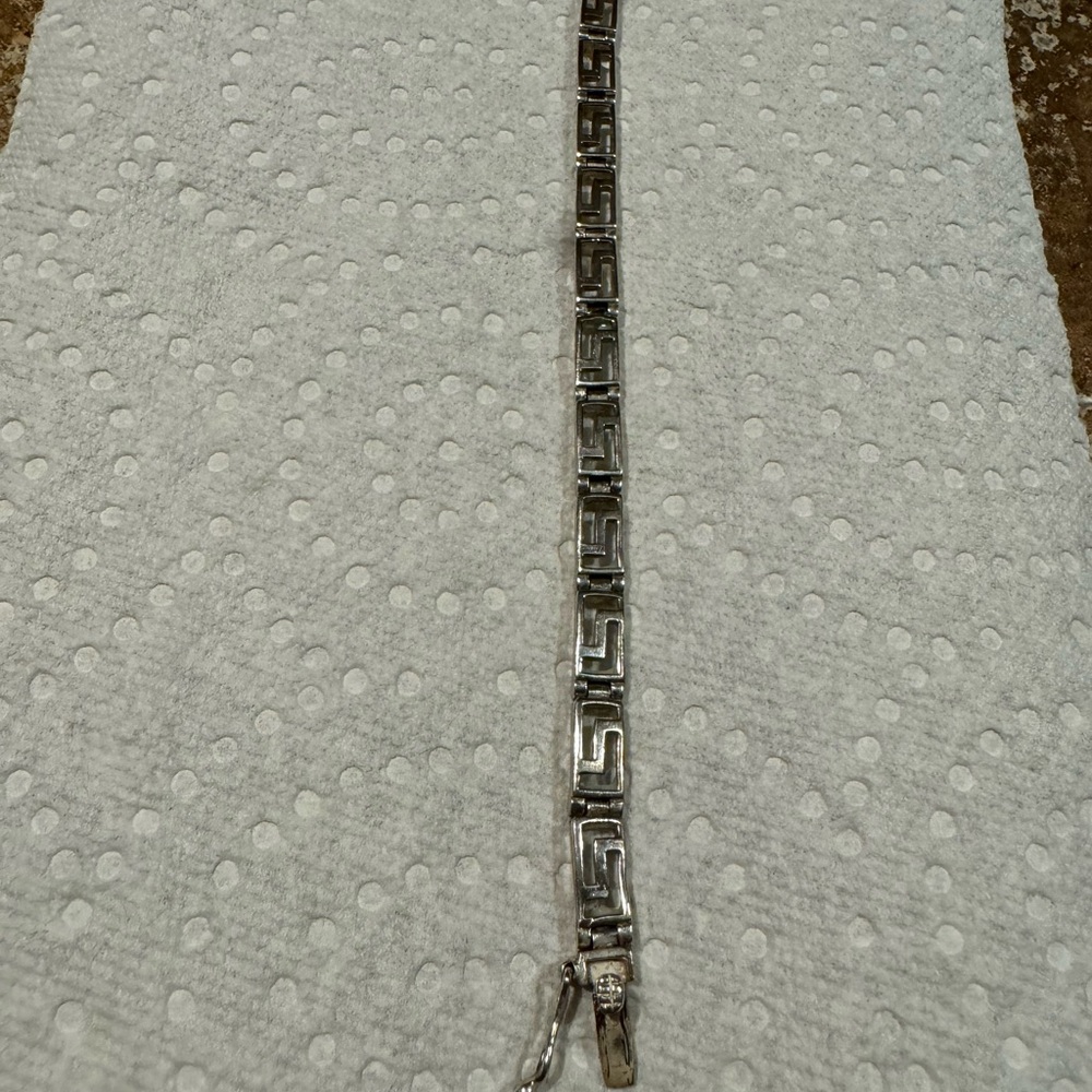 Sterling Silver Geometric Pattern Bracelet - image 2